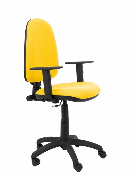 Modelo Ayna - Silla de oficina ergonómica con mecanismo de contacto permanente y regulable en altura - Asiento y respaldo tapizados en tejido BALI color amarillo (BRAZOS REGULABLES EN ALTURA)