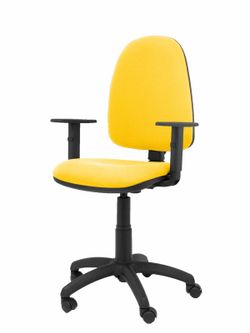 Modelo Ayna - Silla de oficina ergonómica con mecanismo de contacto permanente y regulable en altura - Asiento y respaldo tapizados en tejido BALI color amarillo (BRAZOS REGULABLES EN ALTURA)
