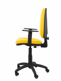 Modelo Ayna - Silla de oficina ergonómica con mecanismo de contacto permanente y regulable en altura - Asiento y respaldo tapizados en tejido BALI color amarillo (BRAZOS REGULABLES EN ALTURA)
