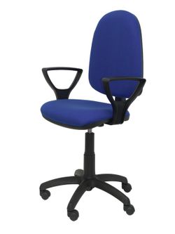 Modelo Ayna - Silla de oficina ergonómica con mecanismo de contacto permanente y regulable en altura - Asiento y respaldo tapizados en tejido BALI color azul (BRAZOS FIJOS INCLUIDOS)