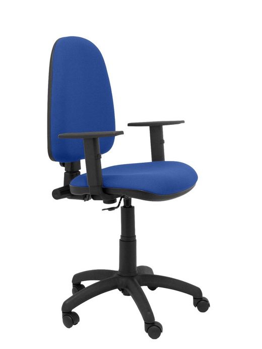 Modelo Ayna - Silla de oficina ergonómica con mecanismo de contacto permanente y regulable en altura - Asiento y respaldo tapizados en tejido BALI color azul (BRAZOS REGULABLES EN ALTURA)