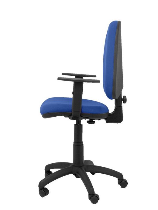 Modelo Ayna - Silla de oficina ergonómica con mecanismo de contacto permanente y regulable en altura - Asiento y respaldo tapizados en tejido BALI color azul (BRAZOS REGULABLES EN ALTURA)