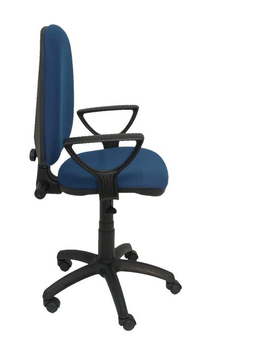 Modelo Ayna - Silla de oficina ergonómica con mecanismo de contacto permanente y regulable en altura - Asiento y respaldo tapizados en tejido BALI color azul marino (BRAZOS FIJOS INCLUIDOS)