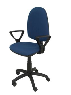 Modelo Ayna - Silla de oficina ergonómica con mecanismo de contacto permanente y regulable en altura - Asiento y respaldo tapizados en tejido BALI color azul marino (BRAZOS FIJOS INCLUIDOS)