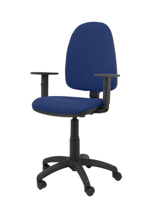 Modelo Ayna - Silla de oficina ergonómica con mecanismo de contacto permanente y regulable en altura - Asiento y respaldo tapizados en tejido BALI color azul marino (BRAZOS REGULABLES EN ALTURA)
