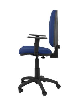 Modelo Ayna - Silla de oficina ergonómica con mecanismo de contacto permanente y regulable en altura - Asiento y respaldo tapizados en tejido BALI color azul marino (BRAZOS REGULABLES EN ALTURA)