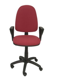Modelo Ayna - Silla de oficina ergonómica con mecanismo de contacto permanente y regulable en altura - Asiento y respaldo tapizados en tejido BALI color granate (BRAZOS FIJOS INCLUIDOS)