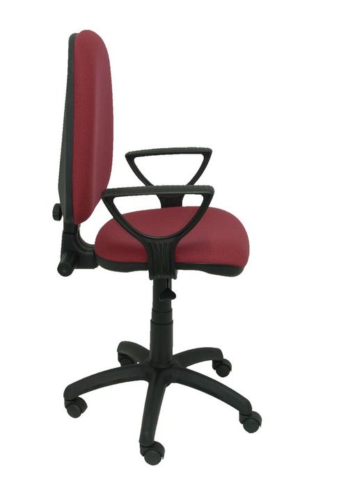 Modelo Ayna - Silla de oficina ergonómica con mecanismo de contacto permanente y regulable en altura - Asiento y respaldo tapizados en tejido BALI color granate (BRAZOS FIJOS INCLUIDOS)