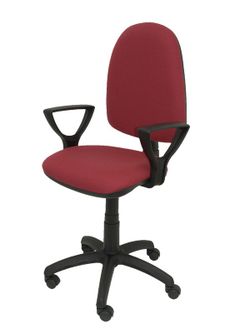 Modelo Ayna - Silla de oficina ergonómica con mecanismo de contacto permanente y regulable en altura - Asiento y respaldo tapizados en tejido BALI color granate (BRAZOS FIJOS INCLUIDOS)
