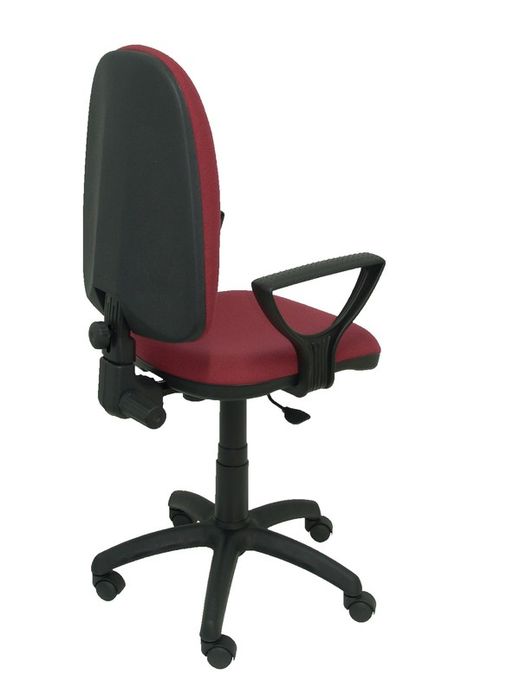 Modelo Ayna - Silla de oficina ergonómica con mecanismo de contacto permanente y regulable en altura - Asiento y respaldo tapizados en tejido BALI color granate (BRAZOS FIJOS INCLUIDOS)