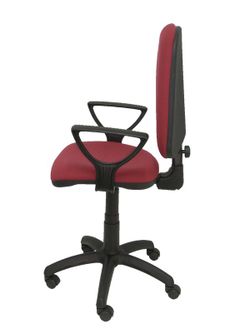 Modelo Ayna - Silla de oficina ergonómica con mecanismo de contacto permanente y regulable en altura - Asiento y respaldo tapizados en tejido BALI color granate (BRAZOS FIJOS INCLUIDOS)