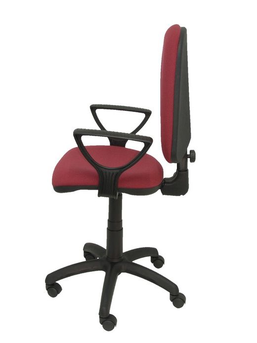 Modelo Ayna - Silla de oficina ergonómica con mecanismo de contacto permanente y regulable en altura - Asiento y respaldo tapizados en tejido BALI color granate (BRAZOS FIJOS INCLUIDOS)