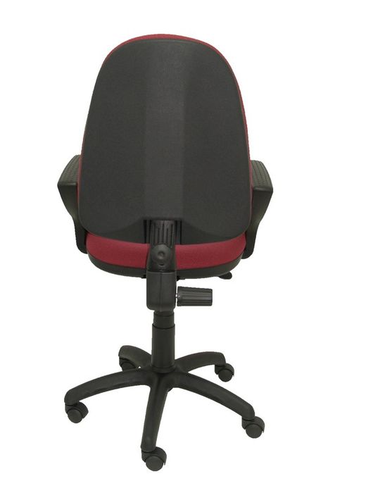 Modelo Ayna - Silla de oficina ergonómica con mecanismo de contacto permanente y regulable en altura - Asiento y respaldo tapizados en tejido BALI color granate (BRAZOS FIJOS INCLUIDOS)