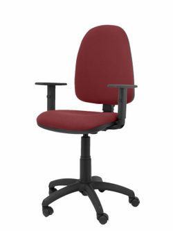 Modelo Ayna - Silla de oficina ergonómica con mecanismo de contacto permanente y regulable en altura - Asiento y respaldo tapizados en tejido BALI color granate (BRAZOS REGULABLES EN ALTURA)
