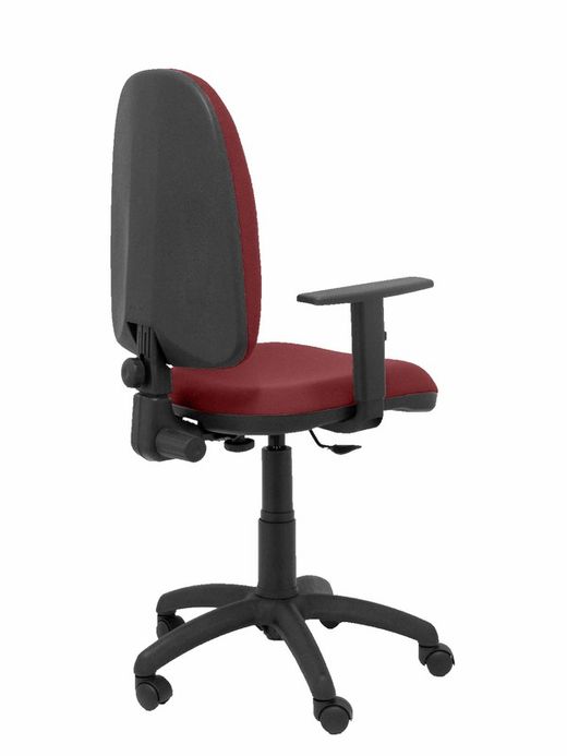 Modelo Ayna - Silla de oficina ergonómica con mecanismo de contacto permanente y regulable en altura - Asiento y respaldo tapizados en tejido BALI color granate (BRAZOS REGULABLES EN ALTURA)