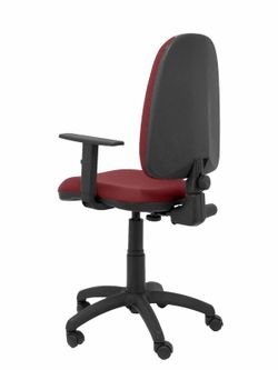 Modelo Ayna - Silla de oficina ergonómica con mecanismo de contacto permanente y regulable en altura - Asiento y respaldo tapizados en tejido BALI color granate (BRAZOS REGULABLES EN ALTURA)