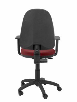 Modelo Ayna - Silla de oficina ergonómica con mecanismo de contacto permanente y regulable en altura - Asiento y respaldo tapizados en tejido BALI color granate (BRAZOS REGULABLES EN ALTURA)