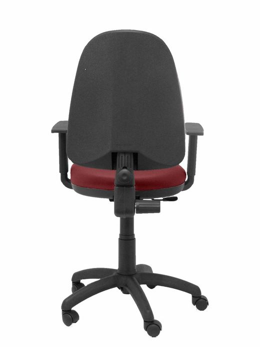 Modelo Ayna - Silla de oficina ergonómica con mecanismo de contacto permanente y regulable en altura - Asiento y respaldo tapizados en tejido BALI color granate (BRAZOS REGULABLES EN ALTURA)