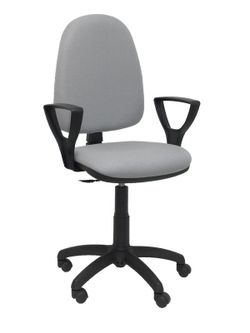 Modelo Ayna - Silla de oficina ergonómica con mecanismo de contacto permanente y regulable en altura - Asiento y respaldo tapizados en tejido BALI color gris (BRAZOS FIJOS INCLUIDOS)