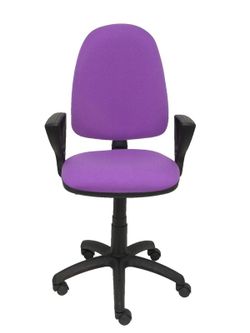 Modelo Ayna - Silla de oficina ergonómica con mecanismo de contacto permanente y regulable en altura - Asiento y respaldo tapizados en tejido BALI color lila (BRAZOS FIJOS INCLUIDOS)