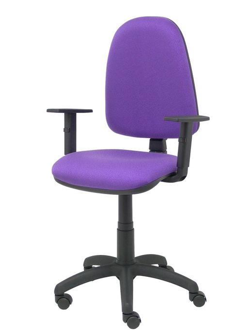 Modelo Ayna - Silla de oficina ergonómica con mecanismo de contacto permanente y regulable en altura - Asiento y respaldo tapizados en tejido BALI color lila (BRAZOS REGULABLES EN ALTURA)