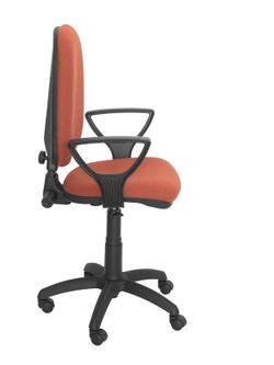 Modelo Ayna - Silla de oficina ergonómica con mecanismo de contacto permanente y regulable en altura - Asiento y respaldo tapizados en tejido BALI color marrón (BRAZOS FIJOS INCLUIDOS)