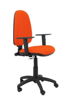 Modelo Ayna - Silla de oficina ergonómica con mecanismo de contacto permanente y regulable en altura - Asiento y respaldo tapizados en tejido BALI color naranja (BRAZOS REGULABLES EN ALTURA)