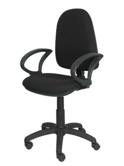 Modelo Ayna - Silla de oficina ergonómica con mecanismo de contacto permanente y regulable en altura - Asiento y respaldo tapizados en tejido BALI color negro (BRAZOS FIJOS INCLUIDOS)