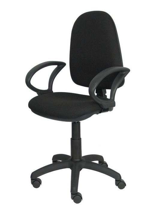 Modelo Ayna - Silla de oficina ergonómica con mecanismo de contacto permanente y regulable en altura - Asiento y respaldo tapizados en tejido BALI color negro (BRAZOS FIJOS INCLUIDOS)