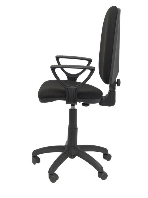 Modelo Ayna - Silla de oficina ergonómica con mecanismo de contacto permanente y regulable en altura - Asiento y respaldo tapizados en tejido BALI color negro (BRAZOS FIJOS INCLUIDOS)