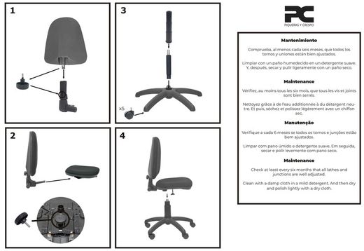 Modelo Ayna - Silla de oficina ergonómica con mecanismo de contacto permanente y regulable en altura - Asiento y respaldo tapizados en tejido BALI color negro (BRAZOS FIJOS INCLUIDOS)