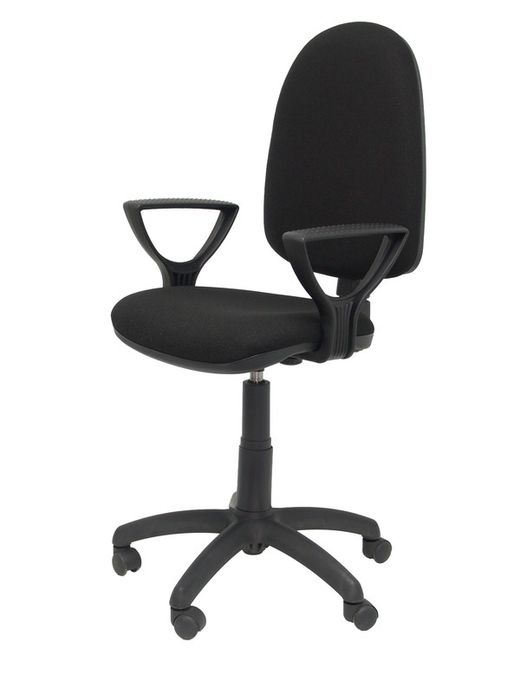 Modelo Ayna - Silla de oficina ergonómica con mecanismo de contacto permanente y regulable en altura - Asiento y respaldo tapizados en tejido BALI color negro (BRAZOS FIJOS INCLUIDOS)