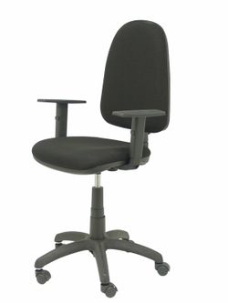 Modelo Ayna - Silla de oficina ergonómica con mecanismo de contacto permanente y regulable en altura - Asiento y respaldo tapizados en tejido BALI color negro (BRAZOS REGULABLES EN ALTURA)