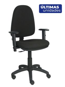 Modelo Ayna - Silla de oficina ergonómica con mecanismo de contacto permanente y regulable en altura - Asiento y respaldo tapizados en tejido BALI color negro (BRAZOS REGULABLES INCLUIDOS)