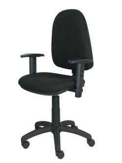 Modelo Ayna - Silla de oficina ergonómica con mecanismo de contacto permanente y regulable en altura - Asiento y respaldo tapizados en tejido BALI color negro (BRAZOS REGULABLES INCLUIDOS)