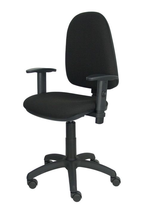 Modelo Ayna - Silla de oficina ergonómica con mecanismo de contacto permanente y regulable en altura - Asiento y respaldo tapizados en tejido BALI color negro (BRAZOS REGULABLES INCLUIDOS)