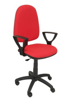 Modelo Ayna - Silla de oficina ergonómica con mecanismo de contacto permanente y regulable en altura - Asiento y respaldo tapizados en tejido BALI color rojo (BRAZOS FIJOS INCLUIDOS)