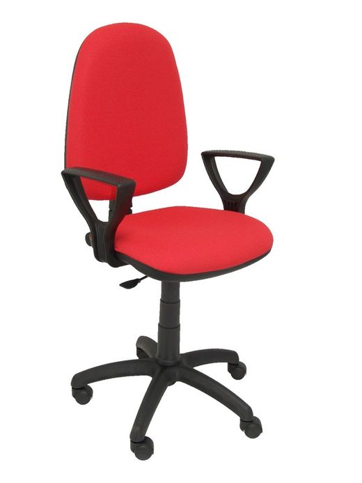 Modelo Ayna - Silla de oficina ergonómica con mecanismo de contacto permanente y regulable en altura - Asiento y respaldo tapizados en tejido BALI color rojo (BRAZOS FIJOS INCLUIDOS)