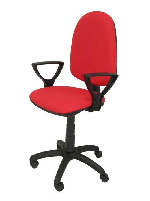 Modelo Ayna - Silla de oficina ergonómica con mecanismo de contacto permanente y regulable en altura - Asiento y respaldo tapizados en tejido BALI color rojo (BRAZOS FIJOS INCLUIDOS)