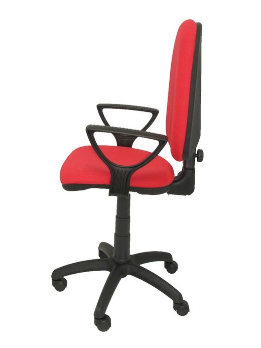 Modelo Ayna - Silla de oficina ergonómica con mecanismo de contacto permanente y regulable en altura - Asiento y respaldo tapizados en tejido BALI color rojo (BRAZOS FIJOS INCLUIDOS)