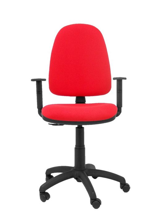 Modelo Ayna - Silla de oficina ergonómica con mecanismo de contacto permanente y regulable en altura - Asiento y respaldo tapizados en tejido BALI color rojo (BRAZOS REGULABLES EN ALTURA)