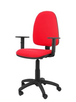 Modelo Ayna - Silla de oficina ergonómica con mecanismo de contacto permanente y regulable en altura - Asiento y respaldo tapizados en tejido BALI color rojo (BRAZOS REGULABLES EN ALTURA)