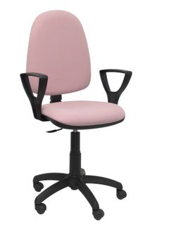 Modelo Ayna - Silla de oficina ergonómica con mecanismo de contacto permanente y regulable en altura - Asiento y respaldo tapizados en tejido BALI color rosa pálido (BRAZOS FIJOS INCLUIDOS)