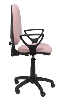 Modelo Ayna - Silla de oficina ergonómica con mecanismo de contacto permanente y regulable en altura - Asiento y respaldo tapizados en tejido BALI color rosa pálido (BRAZOS FIJOS INCLUIDOS)