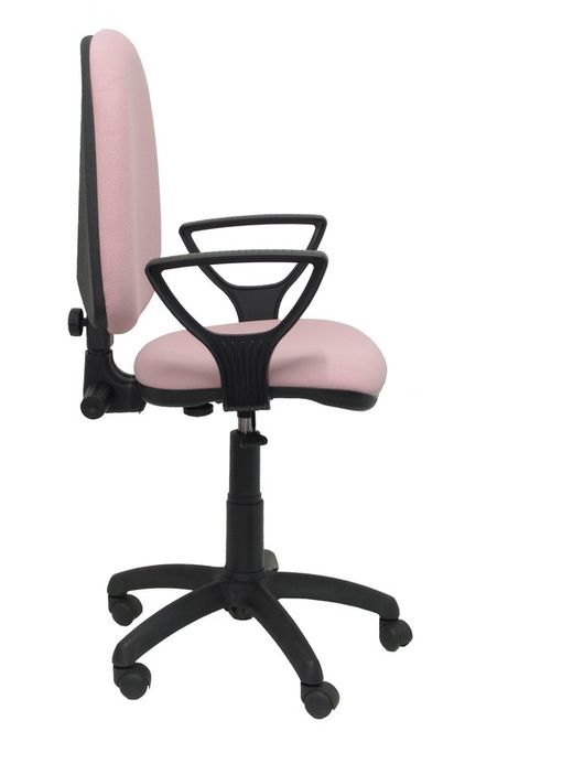 Modelo Ayna - Silla de oficina ergonómica con mecanismo de contacto permanente y regulable en altura - Asiento y respaldo tapizados en tejido BALI color rosa pálido (BRAZOS FIJOS INCLUIDOS)