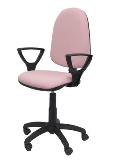 Modelo Ayna - Silla de oficina ergonómica con mecanismo de contacto permanente y regulable en altura - Asiento y respaldo tapizados en tejido BALI color rosa pálido (BRAZOS FIJOS INCLUIDOS)