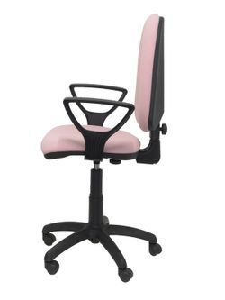 Modelo Ayna - Silla de oficina ergonómica con mecanismo de contacto permanente y regulable en altura - Asiento y respaldo tapizados en tejido BALI color rosa pálido (BRAZOS FIJOS INCLUIDOS)