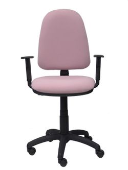 Modelo Ayna - Silla de oficina ergonómica con mecanismo de contacto permanente y regulable en altura - Asiento y respaldo tapizados en tejido BALI color rosa pálido (BRAZOS REGULABLES EN ALTURA)