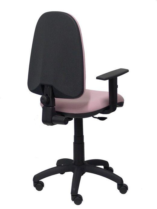 Modelo Ayna - Silla de oficina ergonómica con mecanismo de contacto permanente y regulable en altura - Asiento y respaldo tapizados en tejido BALI color rosa pálido (BRAZOS REGULABLES EN ALTURA)
