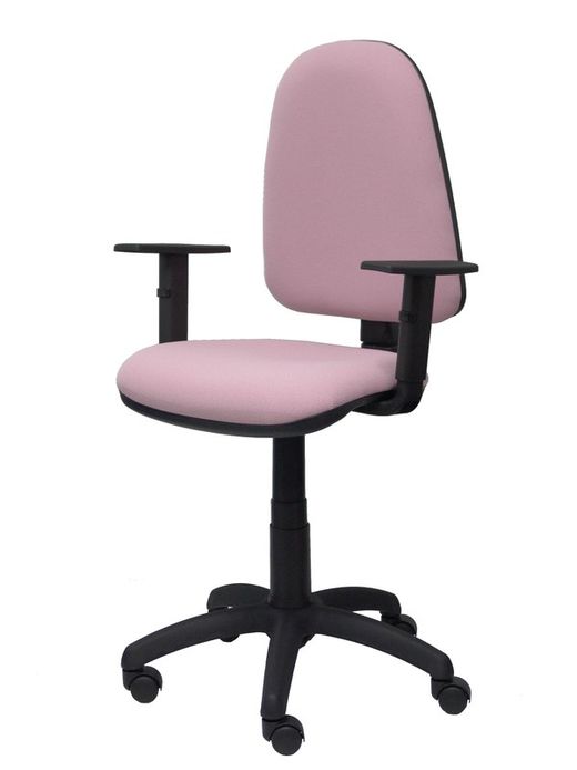 Modelo Ayna - Silla de oficina ergonómica con mecanismo de contacto permanente y regulable en altura - Asiento y respaldo tapizados en tejido BALI color rosa pálido (BRAZOS REGULABLES EN ALTURA)